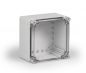 Preview: polycarbonate housing 200x200x132mm IP66 with smooth base and transparent cover