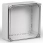Preview: Polycarbonatgehäuse 400x400x132mm Kunststoff grau mit transparentem Deckel