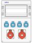 Preview: IP65 wall distributor with 1x 12TE with 4x 230V sockets IP44 1x16A 1X32A - pre-wired sockets