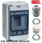 Preview: IP65 Verteilergehäuse AP Verteiler 1x 4TE plombierbar 2x vorgebohrt 1xM25 mit Tragschiene