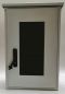 Preview: Outdoor Gehäuse 750x500x300 mm (HBT) mit Sichttür offen und Regendach