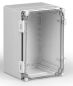 Preview: IP66 Polycarbonatgehäuse 400x300x185mm glatt transparenter Deckel komplett
