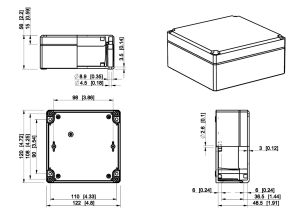 IP66 ABS Klemmkasten glatt OT klar  122x120x56mm