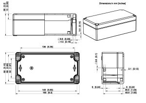 IP66 ABS Klemmkasten glatt OT grau  160x80x56mm