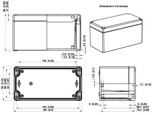 IP66 ABS Klemmkasten glatt OT grau  160x80x86mm