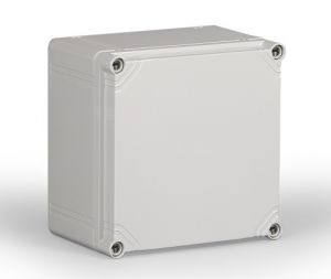 polycarbonate housing 200x200x132mm gray IP66 with smooth base