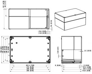 IP66 ABS Industriegehäuse transparent / klar 160 x 240 x 121 mm