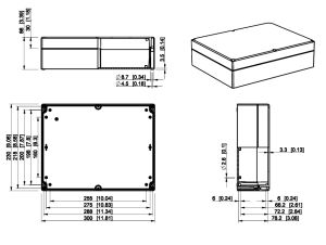 IP66 ABS Industriegehäuse 230 x 300 x 86 mm - Deckel grau