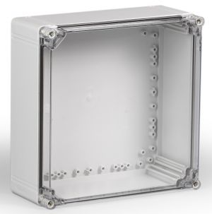 Polycarbonatgehäuse 400x400x132mm Kunststoff grau mit transparentem Deckel