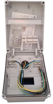 Wall distributor 44608 with 2x230V + 1x16A IP67 sockets pre-wired