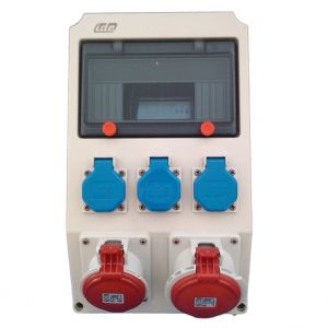 Wall distributor 41243 with 3x230V + 1x32A + 1x16A sockets pre-wired