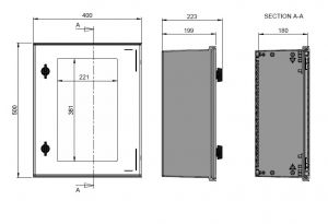 Kunststoff-Schaltschrank 500x400x200mm (HBT) IP66 Schwenkhebel