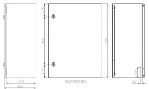 Schaltschrank 700x500x300 mm HBT mit Sichttür Stahlblech 1-türig IP66