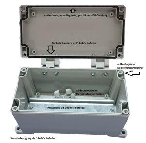 IP66 ABS Industriegehäuse grau 160 x 240 x 121 mm