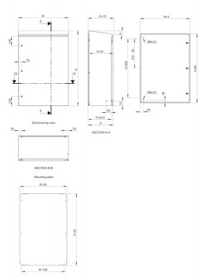 ELDON AFS10083 V2A stainless steel control cabinet 1000x800x300mm HWD with sloping roof