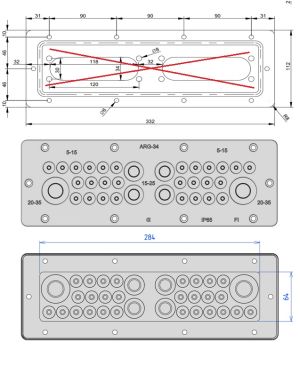 IP65 cable flange plate Multigate ARG-34