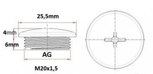 Metric round blind plug M20x1.5, light gray