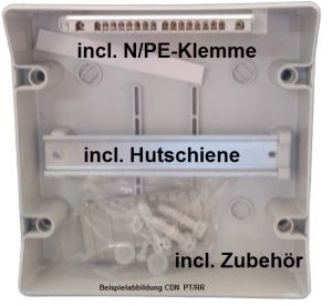 CDN8PT/RR IP65 AP wet room distributor 1-row 8TE with mounting rail with N/PE terminal (BHT) 238x231x118mm