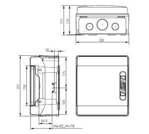 IP65 AP outdoor distributor 6TE 1-row with transp. Flap UV stabilized - with support rail and connection terminal