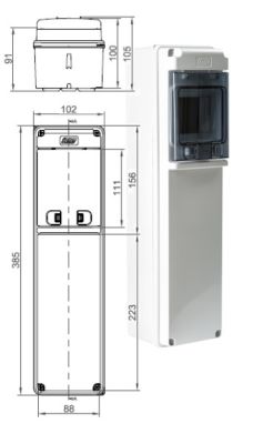 IP65 Steckdosen Verteilergehäuse 4TE 2x 230V 3-polig IP67 Campingsteckdosen blau vorverdrahtet