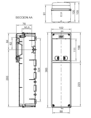 IP65 Steckdosen Verteilergehäuse  4TE 2x 230V IP54 blau anschlußfertig verdrahtet