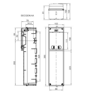 IP65 Steckdosen Verteilergehäuse 4TE 2x 230V 3-polig IP67 Campingsteckdosen blau vorverdrahtet