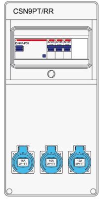 Wandverteiler IP65 8TE mit 3x 230V blau Steckdosen IP44 anschlußfertig mit FI40