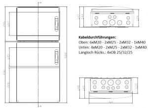 IP65 Wandverteiler 2x12 TE für Steckdosen mit Tragschiene Leergehäuse mit transp. Klappe