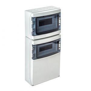 IP65 Wandverteiler mit transparenter Klappe 2x 12TE 2-reihig 24 Module/TE