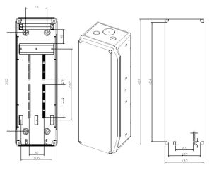 IDE CSNPLUS/RR IP65 Steckdosen-Gehäuse 436x142x124mm geschlossen incl. N/PE-Klemmen