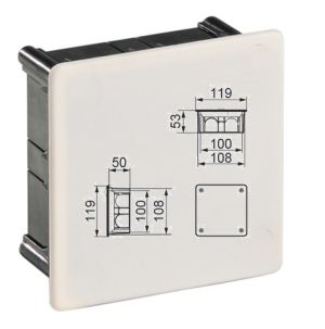 Flush-mounted junction box 100x100x50 mm with clip-on cover