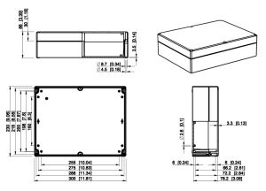 IP66 ABS Industriegehäuse 230 x 300 x 86 mm - Deckel grau