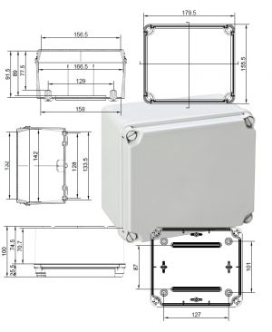 EL171 plastic housing gray 175x151x95mm LWH terminal box waterproof IP65-IP67