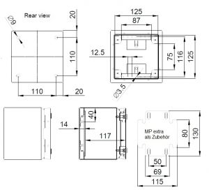 IP66 Stahlblech Klemmenkasten 150x150x135mm LBT RAL7035  ohne Flansch