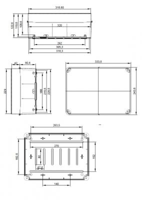 ELT322 plastic housing gray 328x239x129mm LWH with transparent cover IP65-IP67