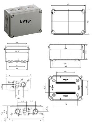 Klemmenkasten LBT 162x116x76mm mit Tüllen - Kopie