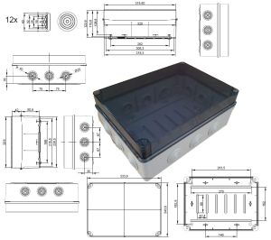 Terminal box LBT 328x239x129mm transparent + grommets