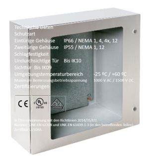 V4A control cabinet 400x400x200 mm HBT IP66 stainless steel 316L with mounting plate