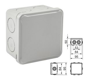 Kunststoff Abzweigdose 84x84x50 mm Aufputz Verteilerdose vorgeprägt 7xM25