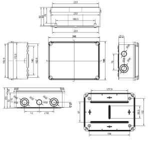 EXT231 plastic enclosure 241x180x95mm LWH with transparent cover IP65-IP67