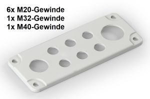 FL21 Kabeleinführungsplatte 6x M20 + 1x M32 + 1x M40 - KEP2 groß mit Dichtung