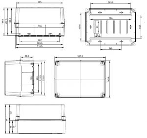 GSL322 Kunststoffgehäuse grau 328x239x188mm LBH Klemmenkasten wasserdicht IP65-IP67