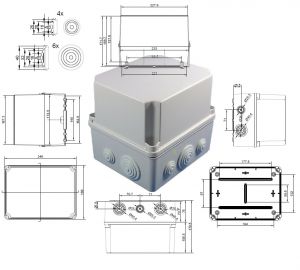 GSV231 plastic housing with grommets 241x180x175mm LWH gray terminal box IP65-IP67