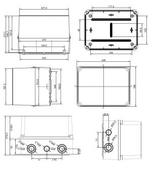 GSX231 Kunststoffgehäuse vorgeprägt 241x180x175mm LBH grau Klemmenkasten IP65-IP67