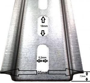 200mm 20cm top hat rail 35 x 7.5 mm galvanized perforated