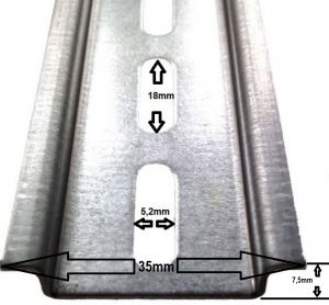 200mm 20cm Hutschiene 35 x 7,5 mm verzinkt gelocht für Schaltschrank Breite 250mm