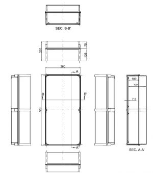 ISO GFK Kunststoff Industriegehäuse 720x360x201 mm LBH - Deckel grau - Polyestergehäuse Grau UV-Stabil