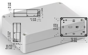 IP66 PC Gehäuse grau glatt 175x125x50mm 25mm Unterteil