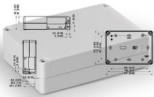 IP66 polycarbonate housing 175x125x50mm gray smooth 25mm base