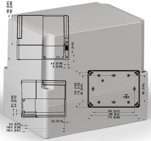 IP66 Polycarbonatgehäuse 175x125x150 mm LxBxH